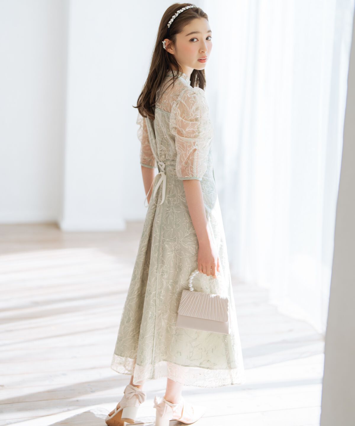 WILLSELECTION「パイピングライン刺繍ワンピース」|ドレス|