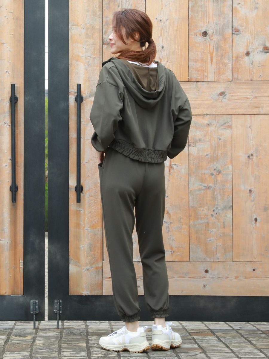 ALBOVE「ダンボールニットクロップド丈パーカー」|パーカー|