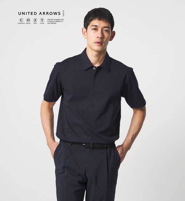 UNITED ARROWS「ポンチ ポロシャツ UA COZY 抗菌防臭 接触冷感」|Tシャツ・カットソー|NAVY