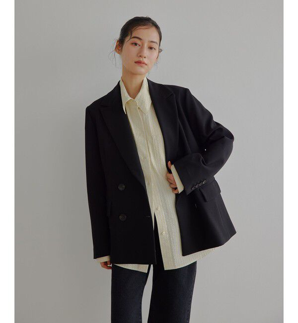 EMMEL REFINES「＜EMMEL REFINES＞EM TRダブルクロス ジャケット」|テーラードジャケット|BLACK