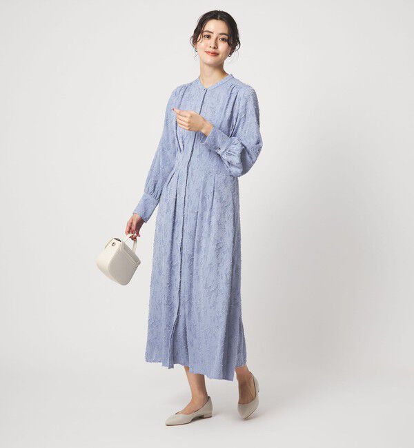 UNITED ARROWS green label relaxing「ジャガード ウエスト タック ワンピース 3」|ワンピース|LT.BLUE