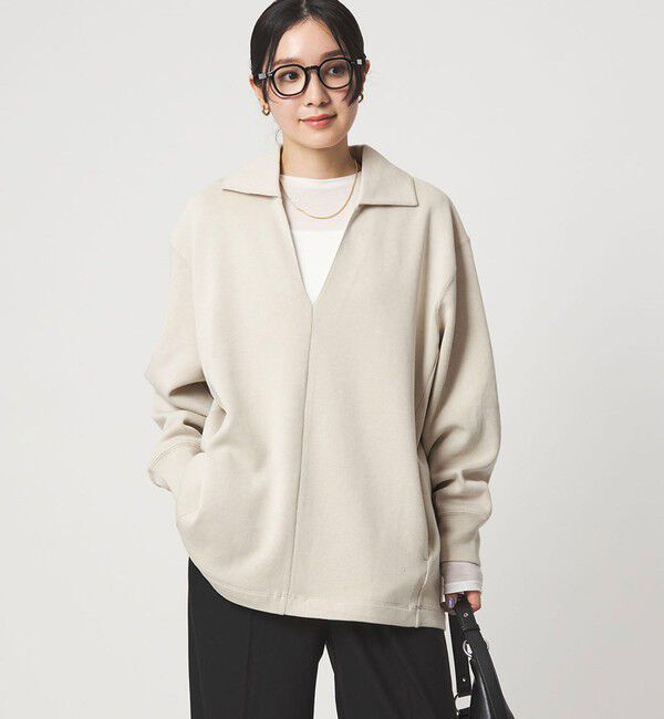 UNITED ARROWS green label relaxing「【WEB限定】＜at ease＞ダブルフェイス エリツキ プルオーバー カットソー」|Tシャツ・カットソー|