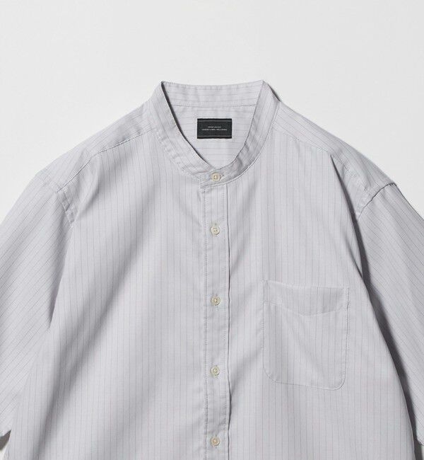 UNITED ARROWS green label relaxing「W/R オックスフォード ストライプ バンドカラー 半袖 シャツ」|シャツ・ブラウス|