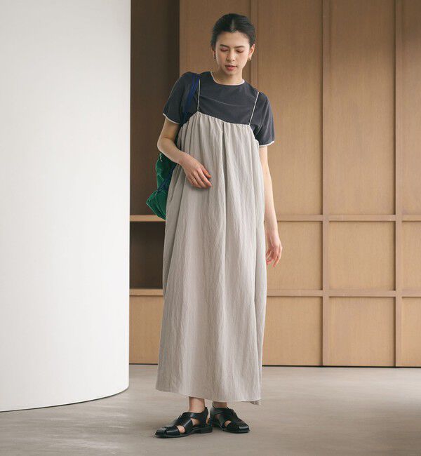 BEAUTY&YOUTH UNITED ARROWS「ギャザー ロングキャミソール ワンピース ウォッシャブル」|ワンピース|LT.GRAY