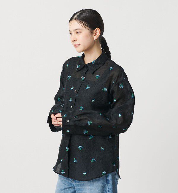 BEAUTY&YOUTH UNITED ARROWS「フラワーモチーフ ジャガード シャツ ウォッシャブル」|シャツ・ブラウス|