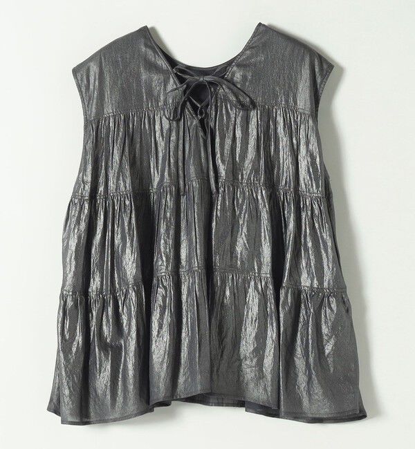 SHIPS any「SHIPS any:〈手洗い可能〉箔 ティアード レースアップ フレンチスリーブ ブラウス」|シャツ・ブラウス|