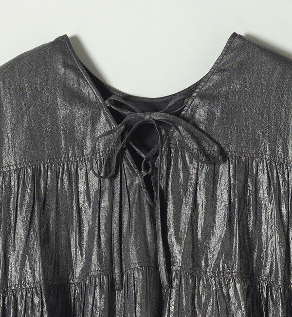 SHIPS any「SHIPS any:〈手洗い可能〉箔 ティアード レースアップ フレンチスリーブ ブラウス」|シャツ・ブラウス|