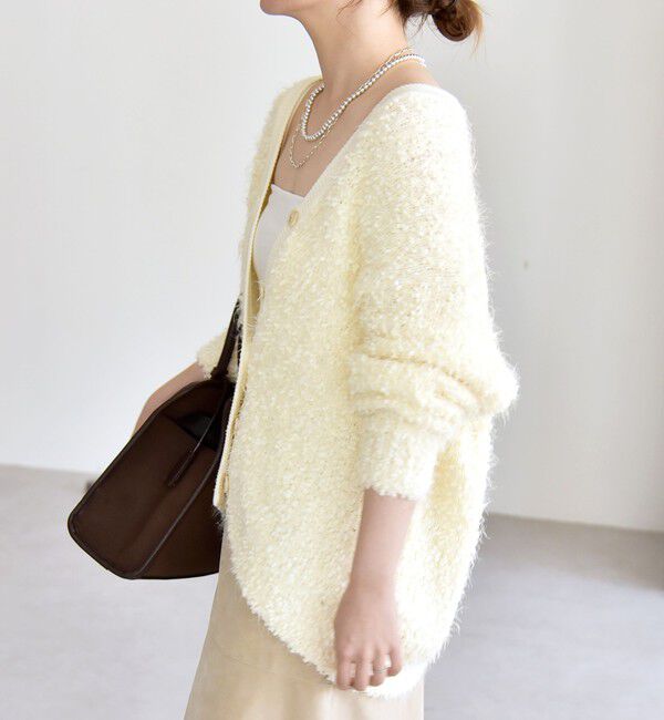 quaranciel「quaranciel:〈手洗い可能〉ネップツイード Vネック ニット カーディガン」|カーディガン|