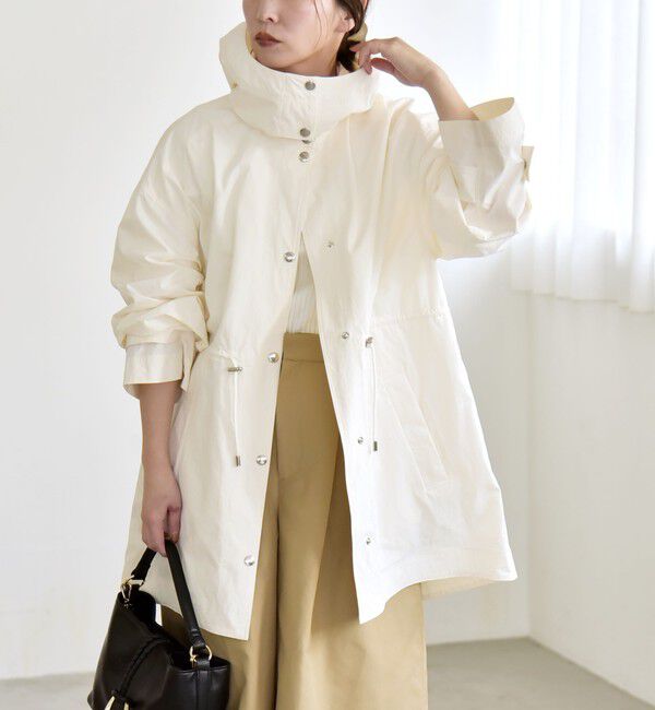 quaranciel「quaranciel:〈撥水加工/洗濯機可能〉ナイロン ドロスト フード ミディ ブルゾン」|その他|