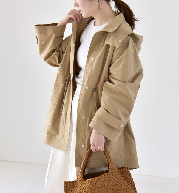 quaranciel「quaranciel:〈撥水加工/洗濯機可能〉ナイロン ドロスト フード ミディ ブルゾン」|その他|