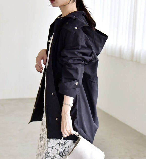 quaranciel「quaranciel:〈撥水加工/洗濯機可能〉ナイロン ドロスト フード ミディ ブルゾン」|その他|