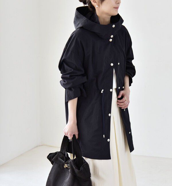 quaranciel「quaranciel:〈撥水加工/洗濯機可能〉ナイロン ドロスト フード ミディ ブルゾン」|その他|