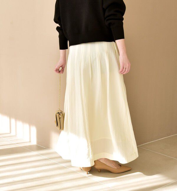 quaranciel「quaranciel:〈洗濯機可能〉ナイロン ステッチ タック フレア スカート」|スカート|