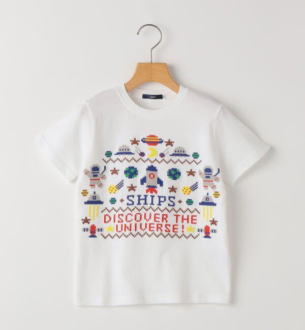 SHIPS KIDS「SHIPS KIDS:100～130cm / スペース 刺繍 Tシャツ 」|Tシャツ・カットソー|オフホワイト