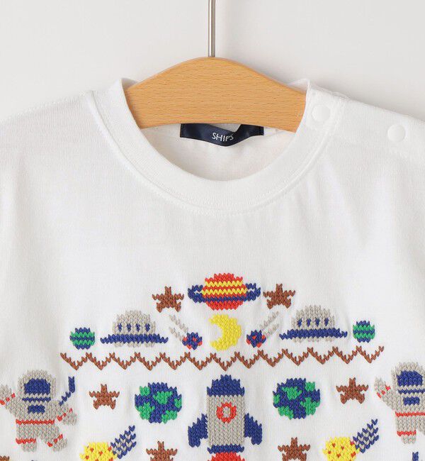SHIPS KIDS「SHIPS KIDS:80～90cm / スペース 刺繍 Tシャツ 」|Tシャツ・カットソー|