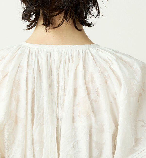 SOULEIADO「コットンカットジャカード パフスリーブワンピース」|ワンピース|