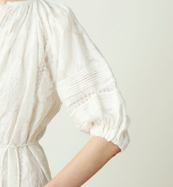 SOULEIADO「コットンカットジャカード パフスリーブワンピース」|ワンピース|