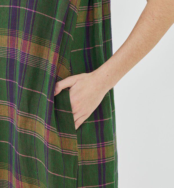 GALERIE VIE「リネンコットンマドラスチェック スキッパ―カラーワンピース」|ワンピース|