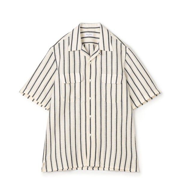TOMORROWLAND MENS「【別注】Salbatore Piccolo BRYAN コットンリネンストライプ オープンカラー ハーフスリーブシャツ」|シャツ・ブラウス|12 ホワイト系