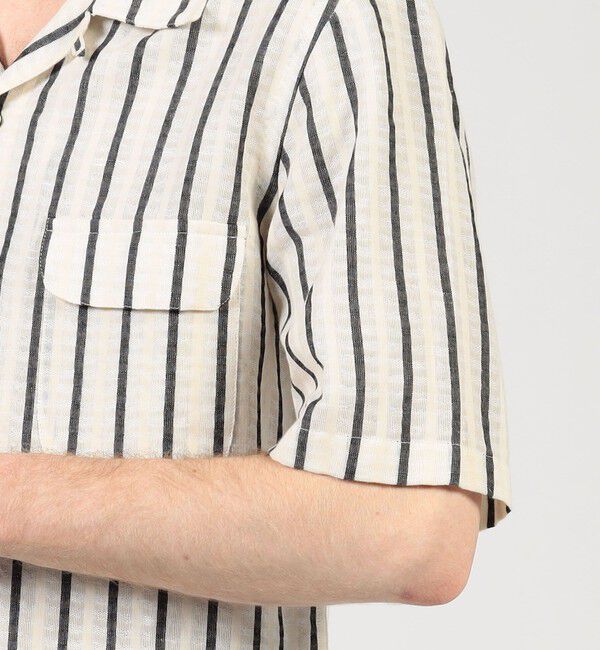 TOMORROWLAND MENS「【別注】Salbatore Piccolo BRYAN コットンリネンストライプ オープンカラー ハーフスリーブシャツ」|シャツ・ブラウス|