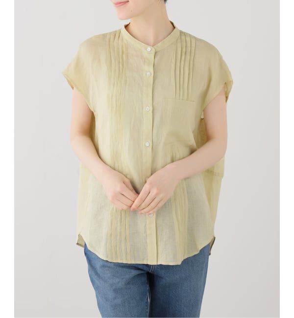  「【洗える】Munich/ミューニック ピンタックリネンシャツ」|シャツ・ブラウス|イエロー