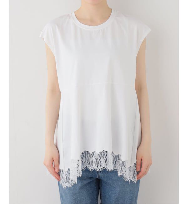  「【洗える】CHIGNON/シニヨン  レースフレンチカットソー」|Tシャツ・カットソー|