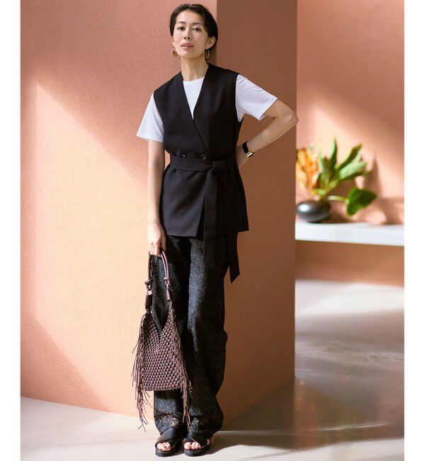 自由区「【カタログ掲載】リラックスバスケットノーカラー ジレ」|ベスト・ジレ|