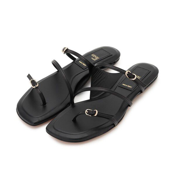 BEIGE,「【一部店舗限定】HENRI EN VARGO /  MARGARET / フラットサンダル」|サンダル|Black