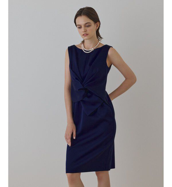 GRACE CONTINENTAL「サテンクロスドレープワンピース」|ドレス|