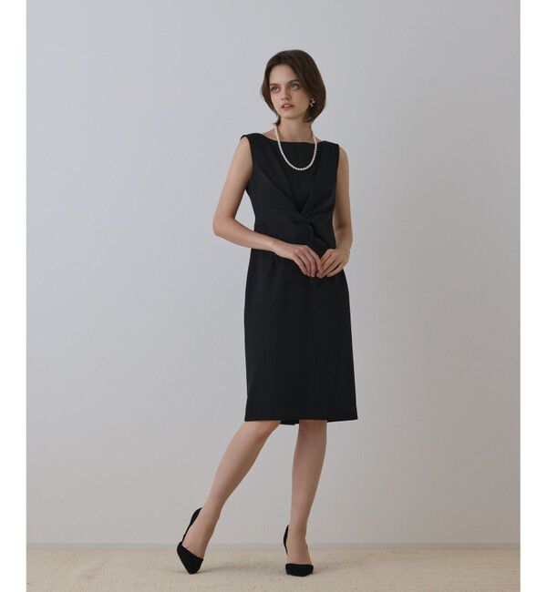 GRACE CONTINENTAL「サテンクロスドレープワンピース」|ドレス|