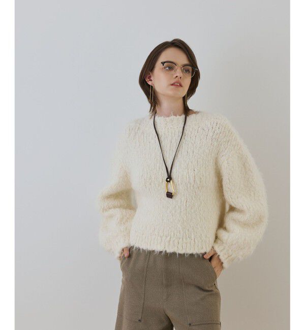 GRACE CONTINENTAL「バルキーフェザーニットトップ」|ニット・セーター|ホワイト