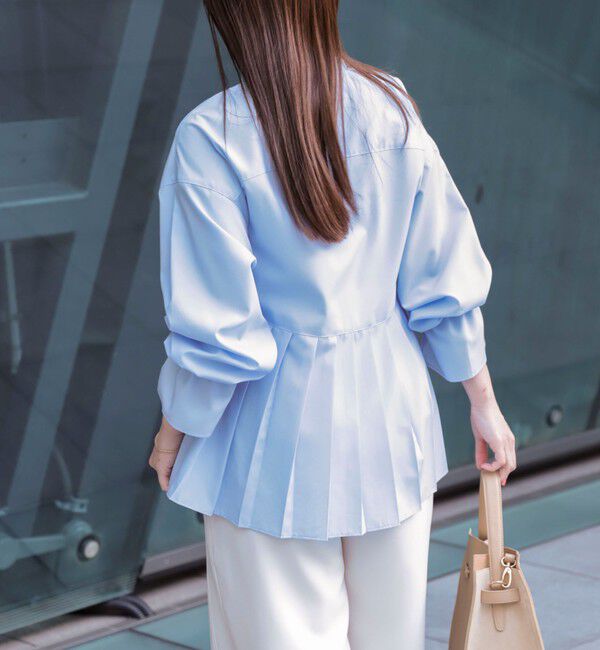 NOLLEY'S sophi「ウォッシャブルドレープポプリンバックプリーツシャツ」|シャツ・ブラウス|サックス