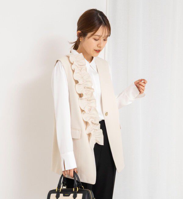 NOLLEY'S「《セットアップ対応》ウォッシャブルジョーゼットフリル付きマルチWAYジレ」|ベスト・ジレ|