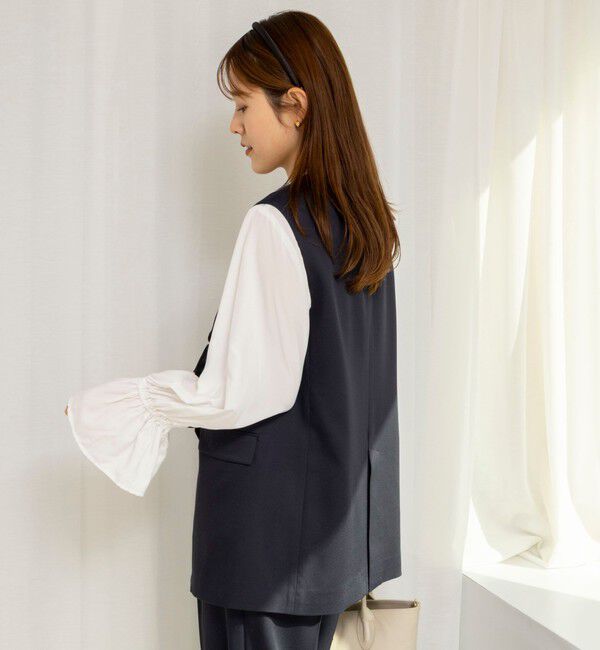 NOLLEY'S「《セットアップ対応》ウォッシャブルジョーゼットフリル付きマルチWAYジレ」|ベスト・ジレ|