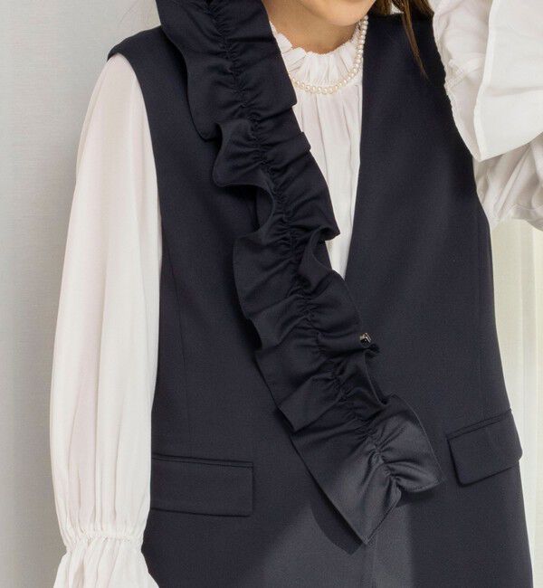 NOLLEY'S「《セットアップ対応》ウォッシャブルジョーゼットフリル付きマルチWAYジレ」|ベスト・ジレ|