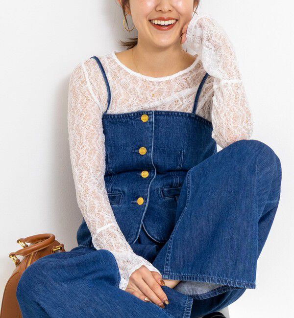 NOLLEY'S「ウォッシャブル袖フレアレースロンＴ」|Tシャツ・カットソー|ホワイト