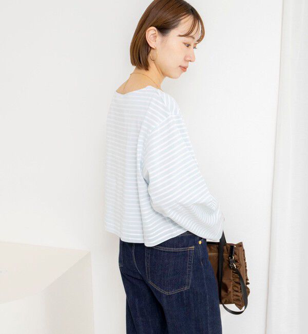 NOLLEY'S「【nolnol/ノルノル】ウォッシャブルシルケットボーダーショートT」|Tシャツ・カットソー|