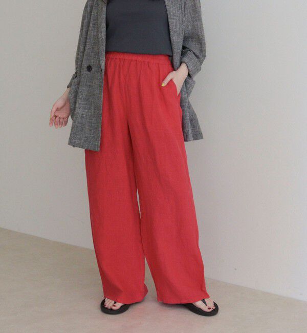 fredy emue「LINEN セミワイドリラクシーパンツ」|チノ|