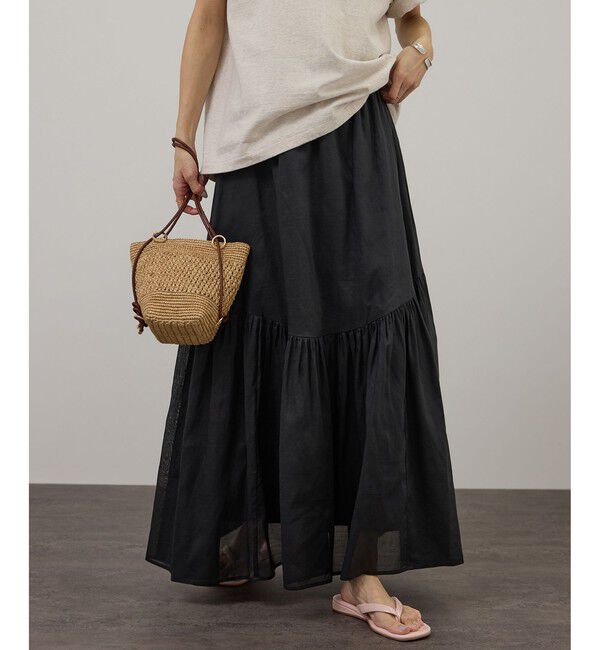 SALON adam et rope'「【WEB限定】コットンオーガンジーギャザースカート / イージーケア」|スカート|ブラック(01)