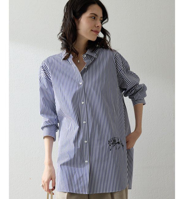  「Thomas Masonアニマル刺繍シャツ」|シャツ・ブラウス|ブルー