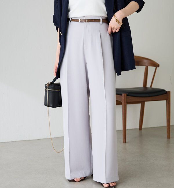  「《マイナス3kg見え/サイズ展開豊富》ジャージワイドパンツ」|スラックス|