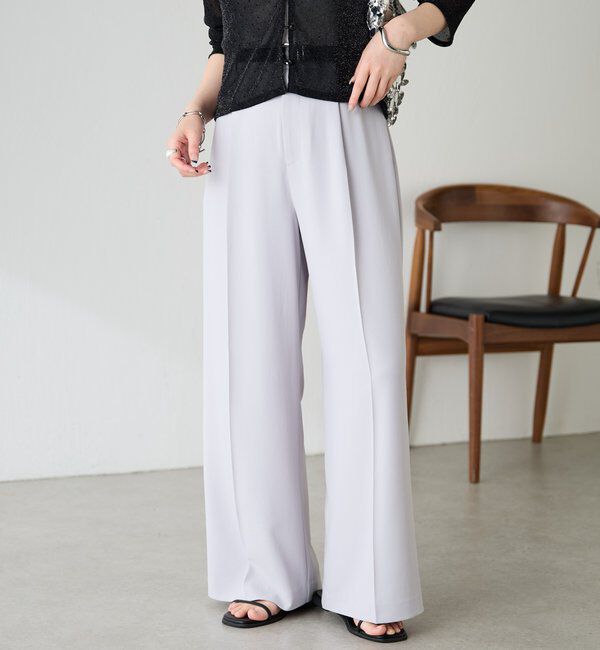  「《マイナス3kg見え/サイズ展開豊富》ジャージワイドパンツ」|スラックス|