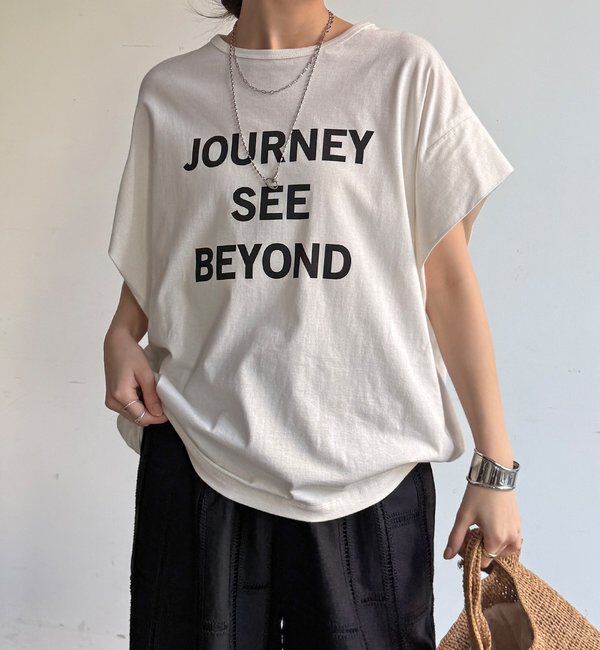  「【WEB限定】袖タックフレンチスリーブロゴTEE」|Tシャツ・カットソー|オフホワイト