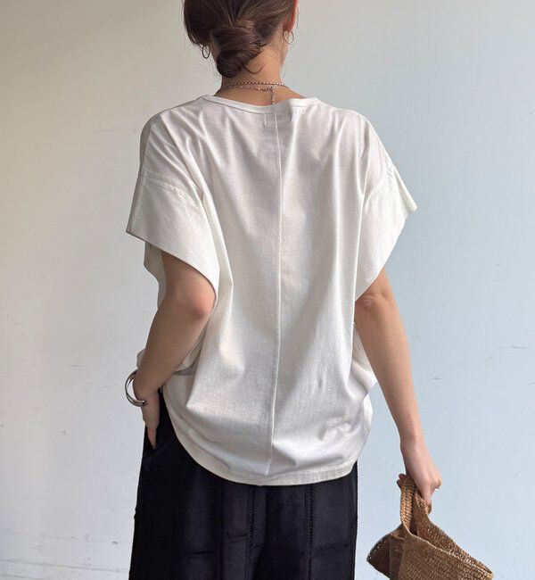  「【WEB限定】袖タックフレンチスリーブロゴTEE」|Tシャツ・カットソー|