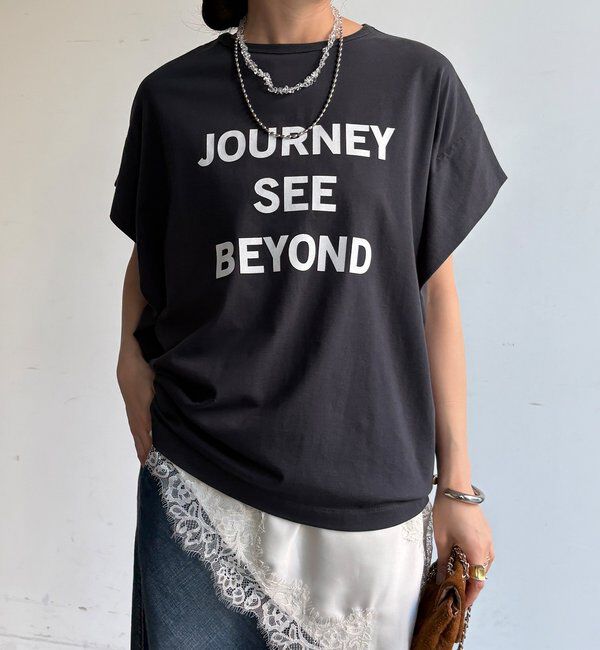  「【WEB限定】袖タックフレンチスリーブロゴTEE」|Tシャツ・カットソー|