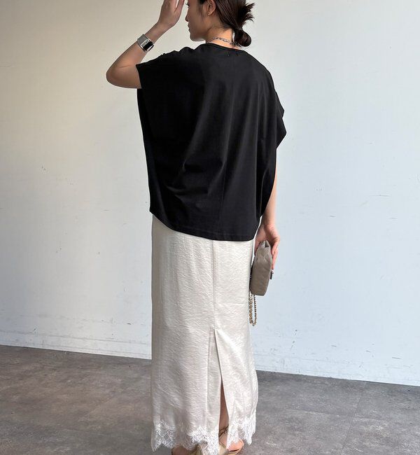  「【WEB限定】袖タックフレンチスリーブロゴTEE」|Tシャツ・カットソー|