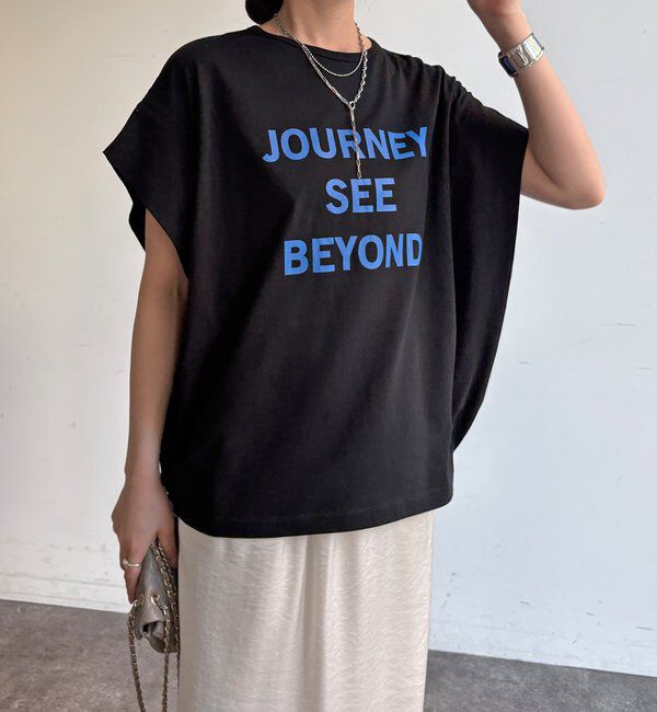  「【WEB限定】袖タックフレンチスリーブロゴTEE」|Tシャツ・カットソー|