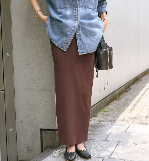  「【マイナス3kg/レビュー高評価☆】リブタイトスカート」|スカート|