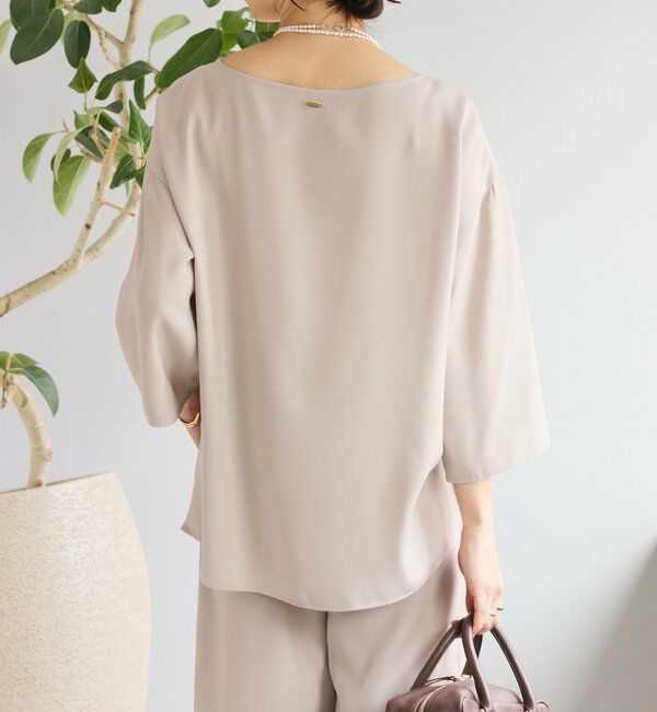  「【セットアップ対応可】ダブルサテンハーフスリーブブラウス」|シャツ・ブラウス|