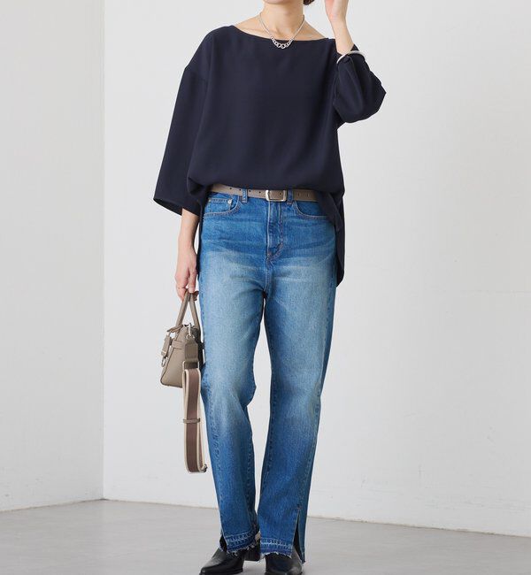  「【セットアップ対応可】ダブルサテンハーフスリーブブラウス」|シャツ・ブラウス|